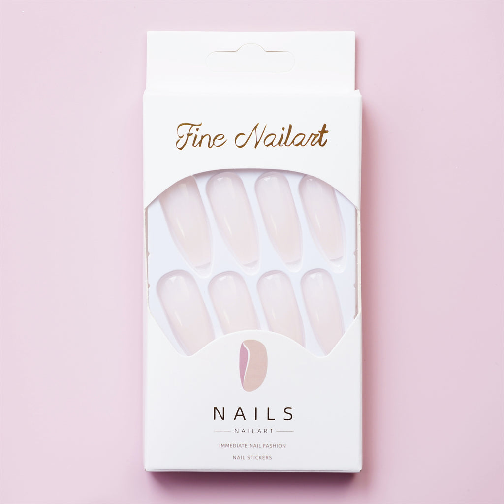 CS-57 Long Ballet Jelly White Fake Nail Tip Wear Nail Stickers Finished Product 24 Pieces