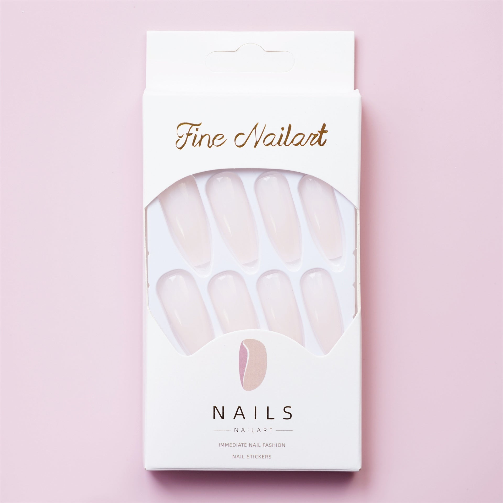 CS-57 Long Ballet Jelly White Fake Nail Tip Wear Nail Stickers Finished Product 24 Pieces