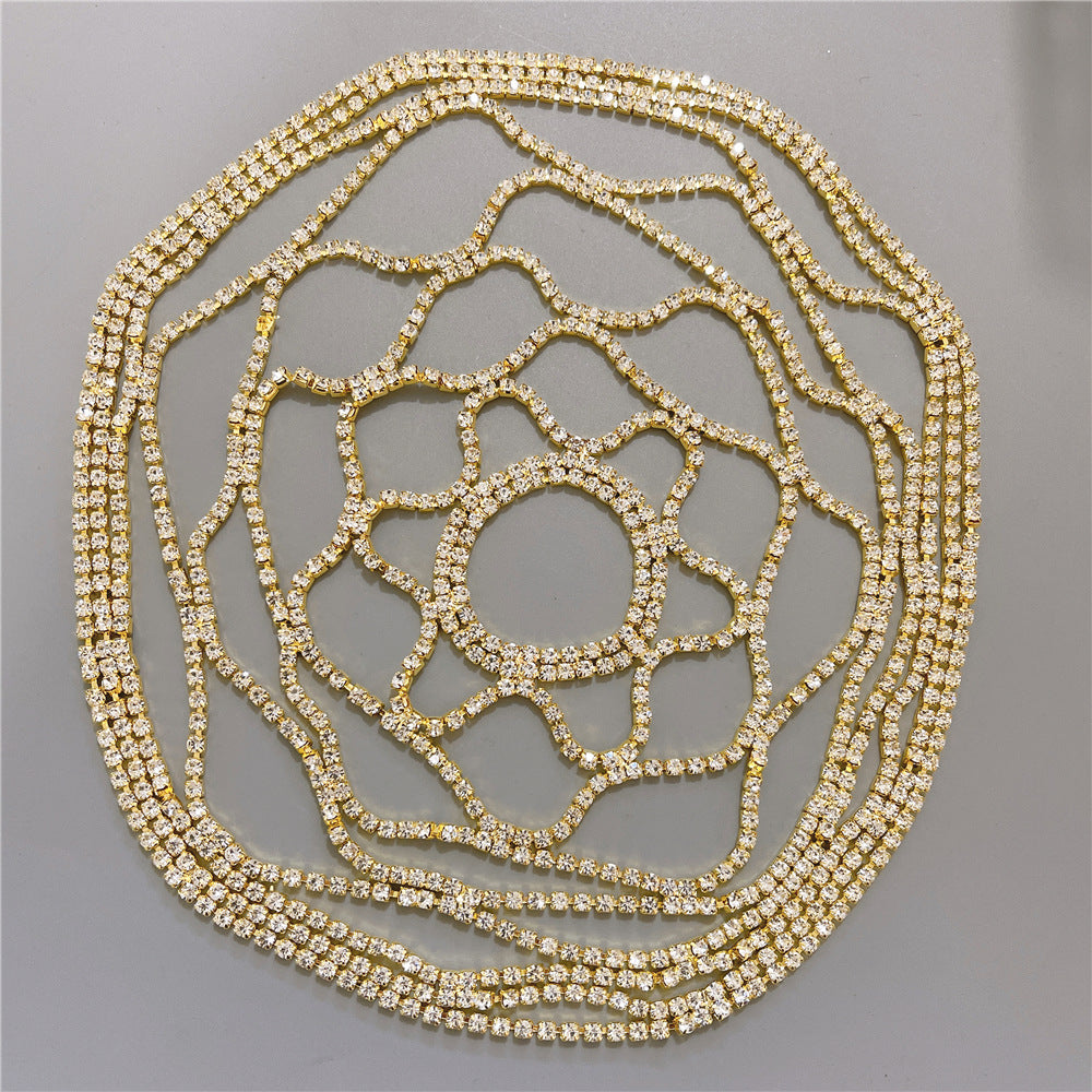 European And American Rhinestone Accessories Fringed Mesh Headdress