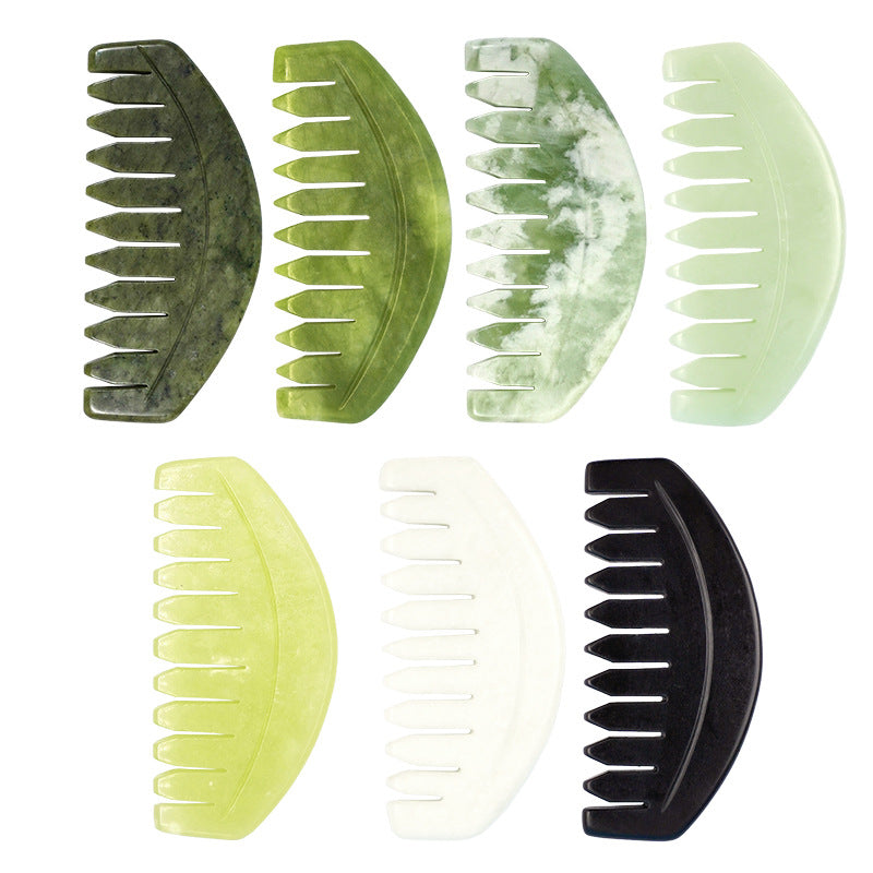 Dual-purpose Scraping Scalp Meridian Portable Head Massage Jade Comb