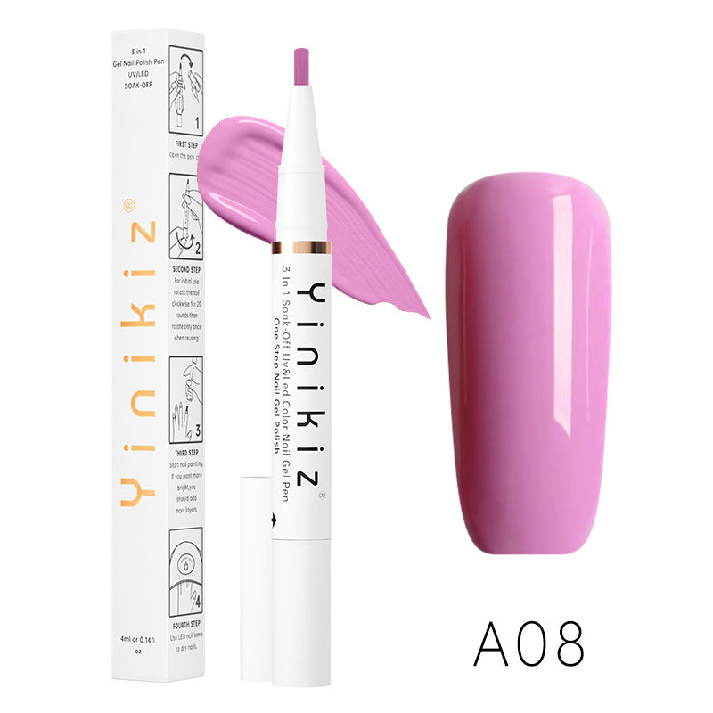 Yinikiz One-Step Glue Lazy Pen White Three-in-one UV Polish Convenient And Fast Beginner Manicure