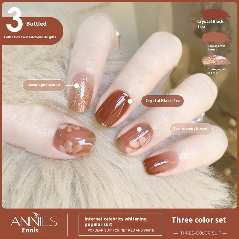 Annies Ennis Women's Three-color New Ice Jelly Nude Color Gel Nail Polish Suit