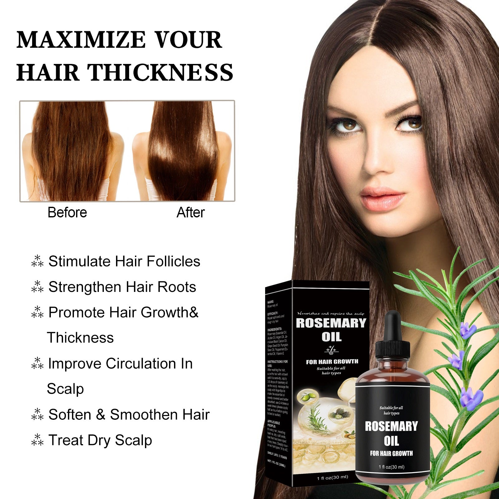 Rosemary Oil Dense Hair Soft Care Hair Repair Damaged Hair Tail Dry Hair Manic Rosemary Dense