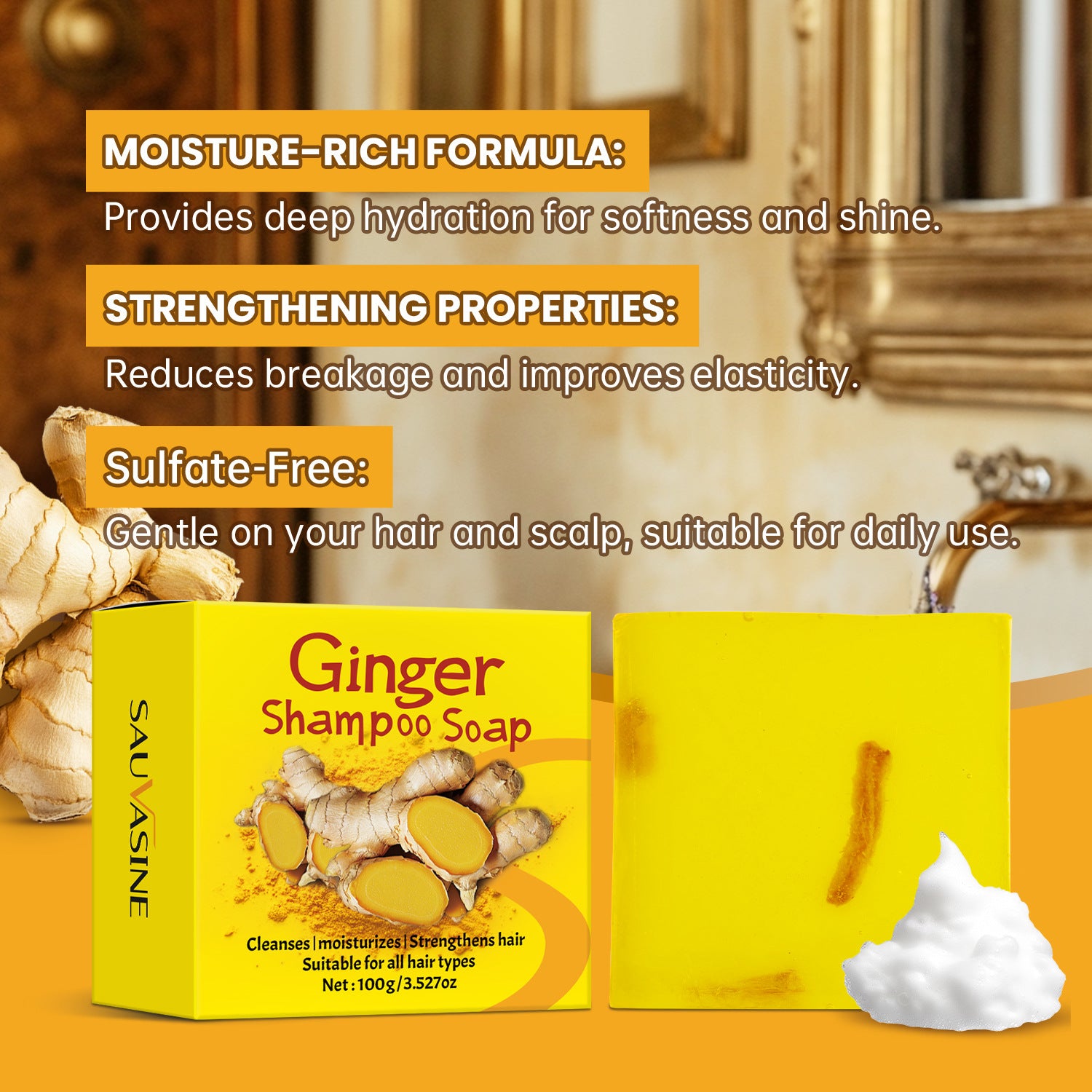 Sauvasine Ginger Shampoo Soap Hair Care