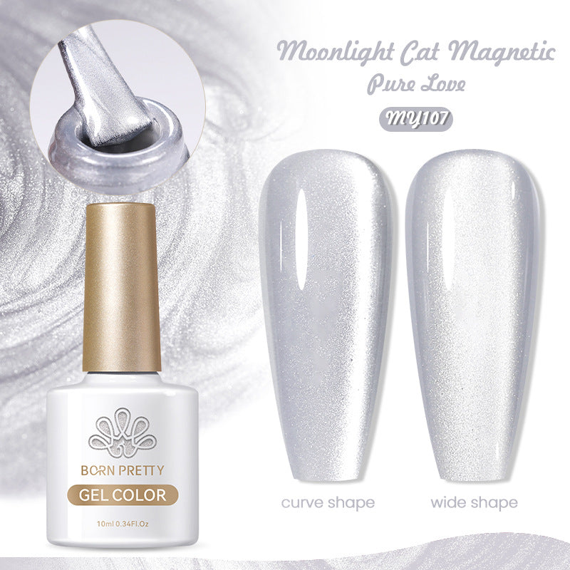 Born Pretty Mirror Porcelain White Cat's Eye White Moonlight Gel Nail Polish