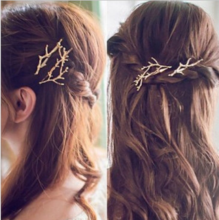 Korea hair accessories fairy antlers branch metal edge clip side clip hairpin fashion personality princess clip side folder wholesale