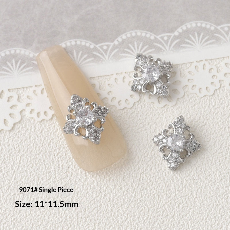 Silver Zircon Bow Nail Art Accessories