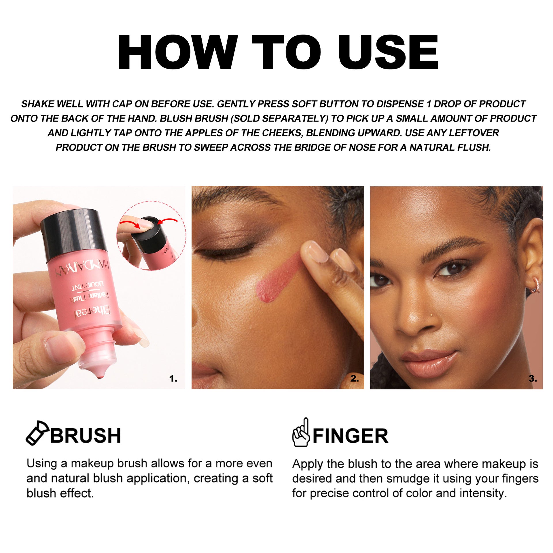 Handaiyan Liquid Blush Press Type 6 Colors Thin And Glittering
