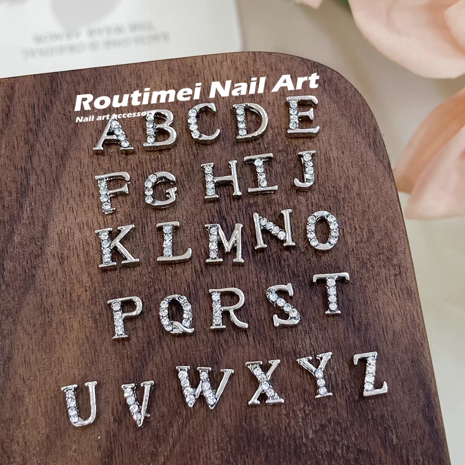 Routimie High-end Rhinestone-studded 26-letter Series Nail Art Accessories In A Versatile