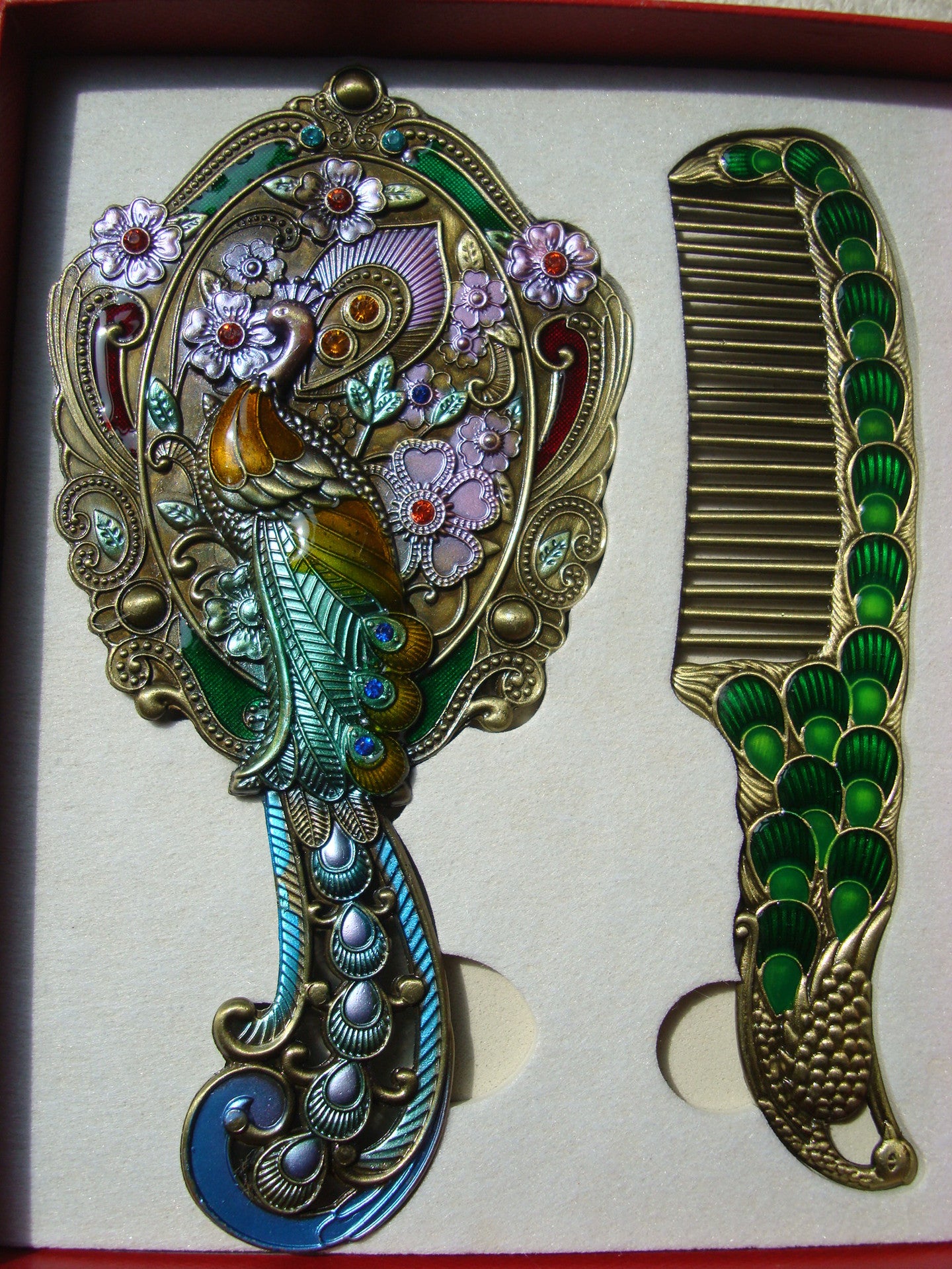 Portable Metal Handle Mirror Comb Suit
