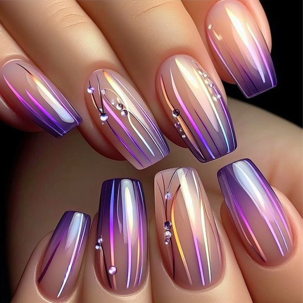Magic Purple Line Streamer Gradient Nail Sticker