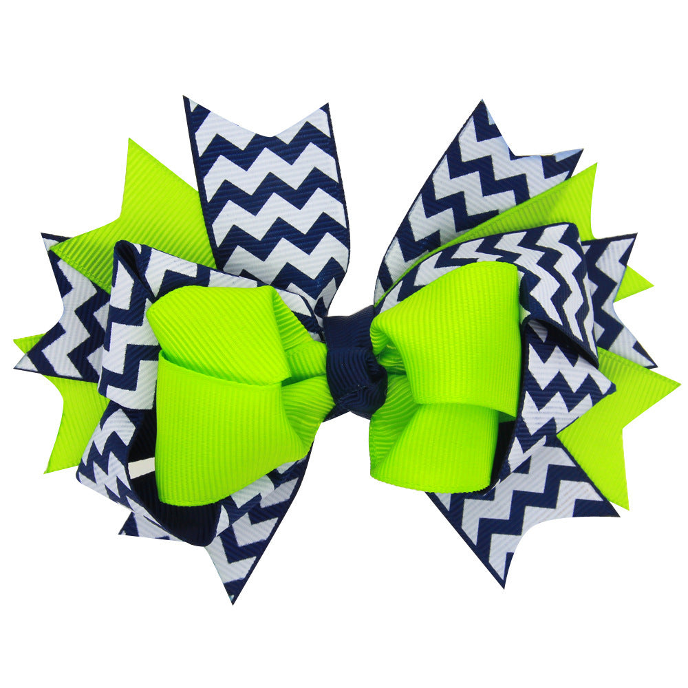 European And American Children's Wavy Bow Hairpin Color Matching