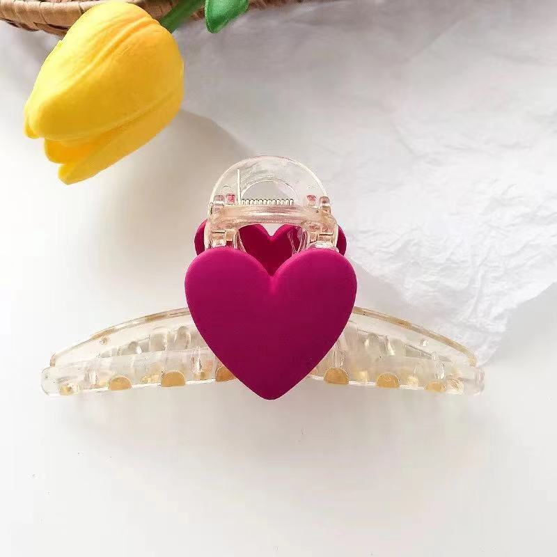 Large Frosted Texture, Simple Peach Heart Cross Wash Face And Head Hairpin