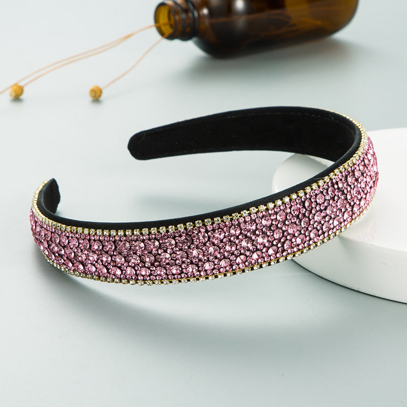 Women's Simple Hair Accessories Color Full Diamond Non-slip Headband