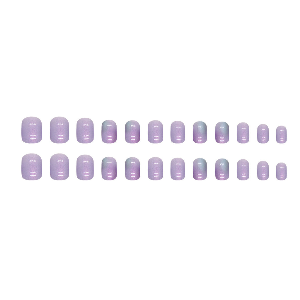 Dazzling Aurora Fake Nails Blooming Manicure Short 24 Pieces