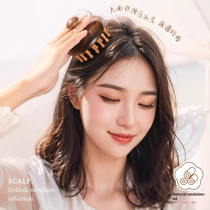 High-end Sandalwood Round Massage Comb For The Head And Scalp Meridians