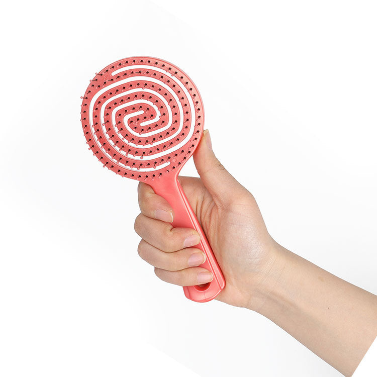 Hollow Wet And Dry Straight Hair Curls Portable Round Lollipop Massage Comb
