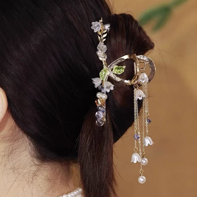 Copper Alloy Pearl Hair Accessories With Colored Tassels