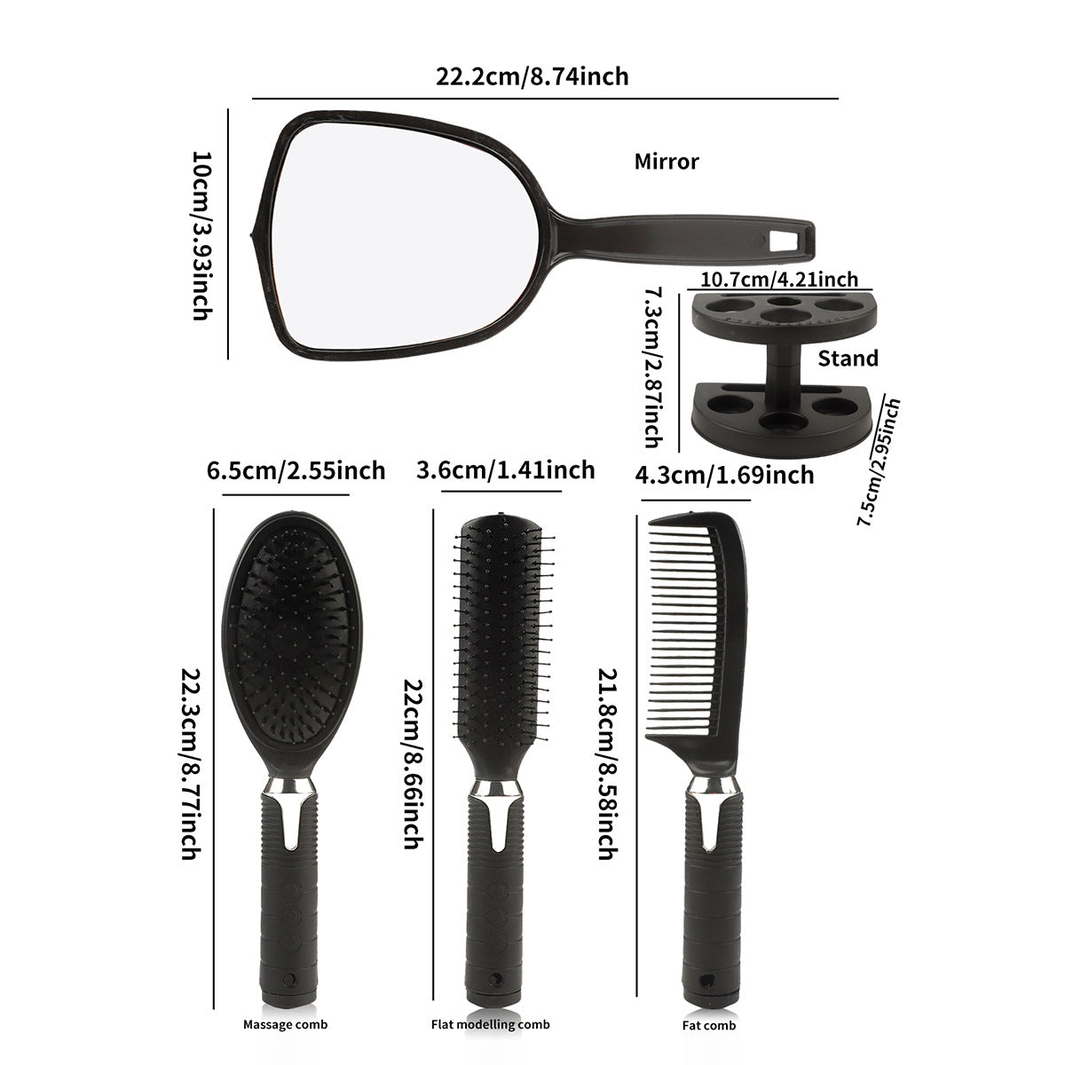 Desktop Hair Curling Comb Mirror 4-piece Combination Suit
