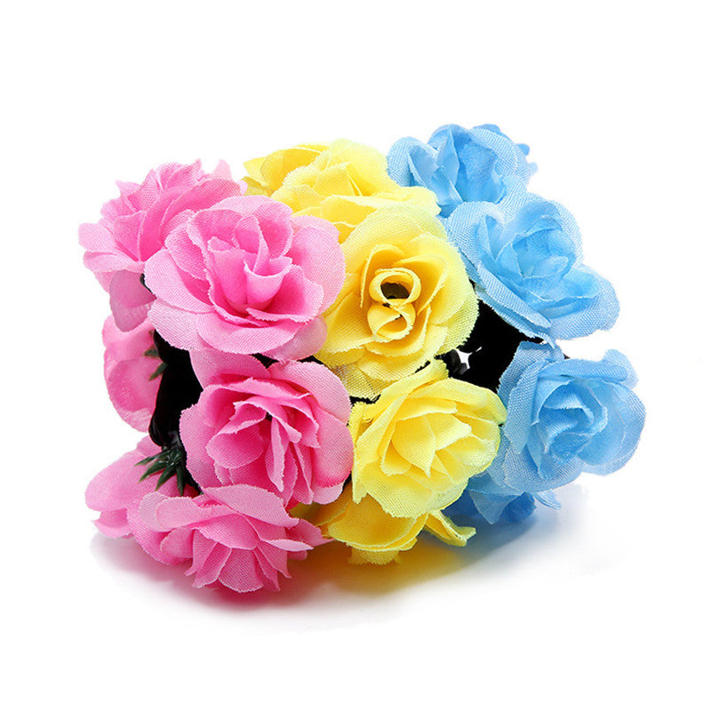 European And American Women's Simulation Fabric Rich Rose Hair Tie Hair Accessories