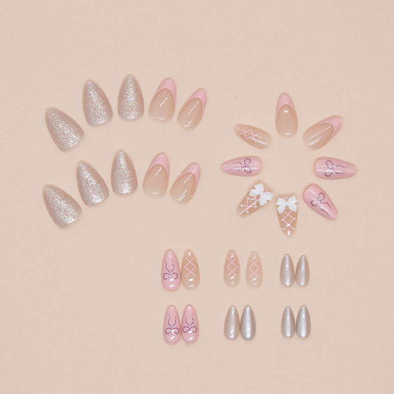 Minimalist Bowknot Pearl French Nail Stickers
