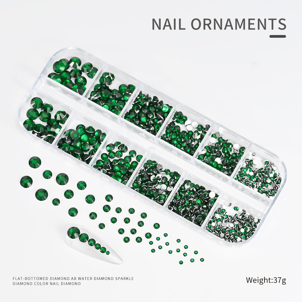 Plaid Nail Beauty Flat Bottom Rhinestone