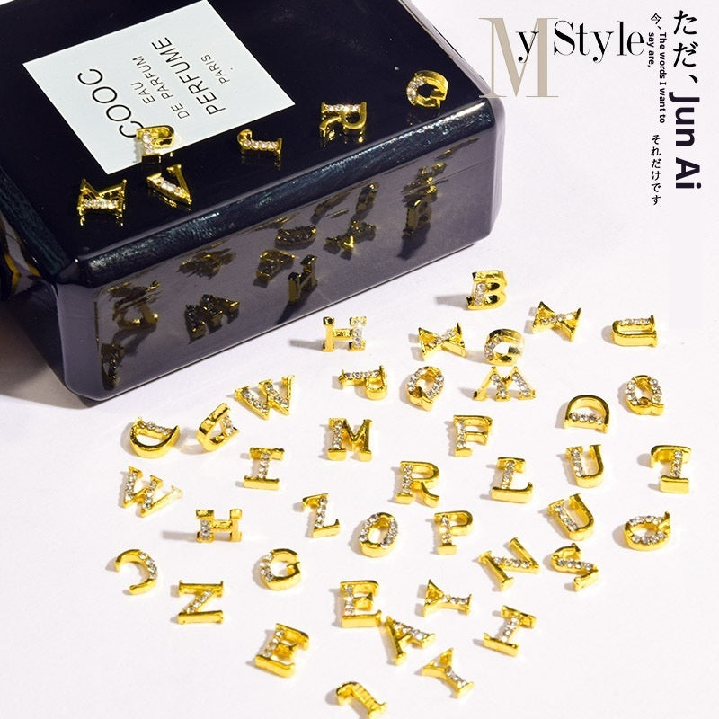 Cooc 26 Letter Alloy Nail Ornament Nail Crystal