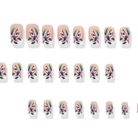 Pastoral Style Nail White French Perfume Lily Wear Nail