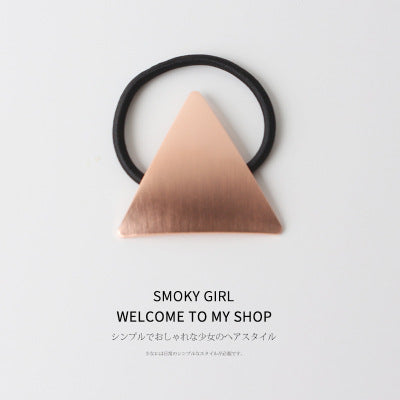 European And American Ins Cold Style Geometric Metal Brushed Hollow Hair Ring