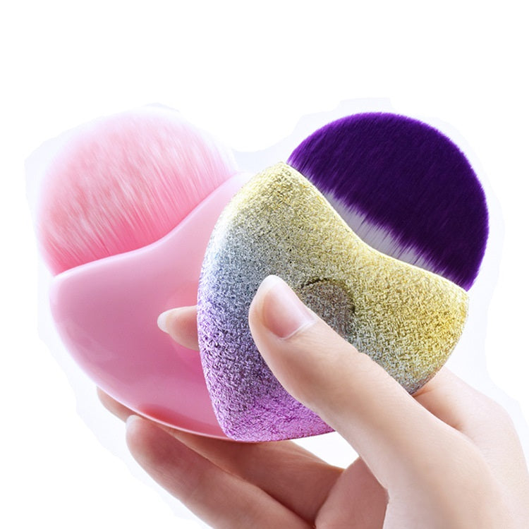 Single Makeup Brush Heart-shaped Heart-shaped Ingot Powder Foundation Brush Heart-shaped Makeup Brush Colorful MOCCIOL