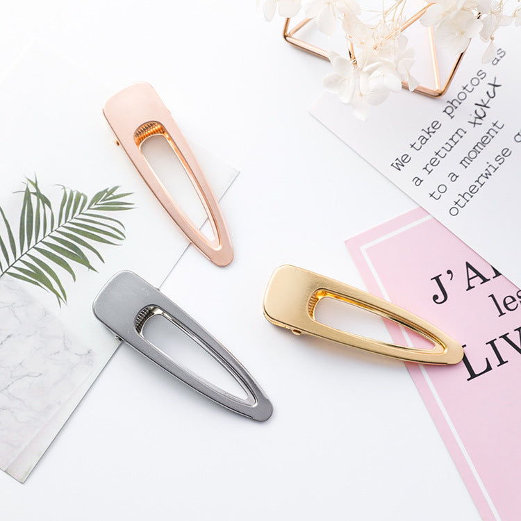 Personality retro style brushed metal hairpin bangs clip