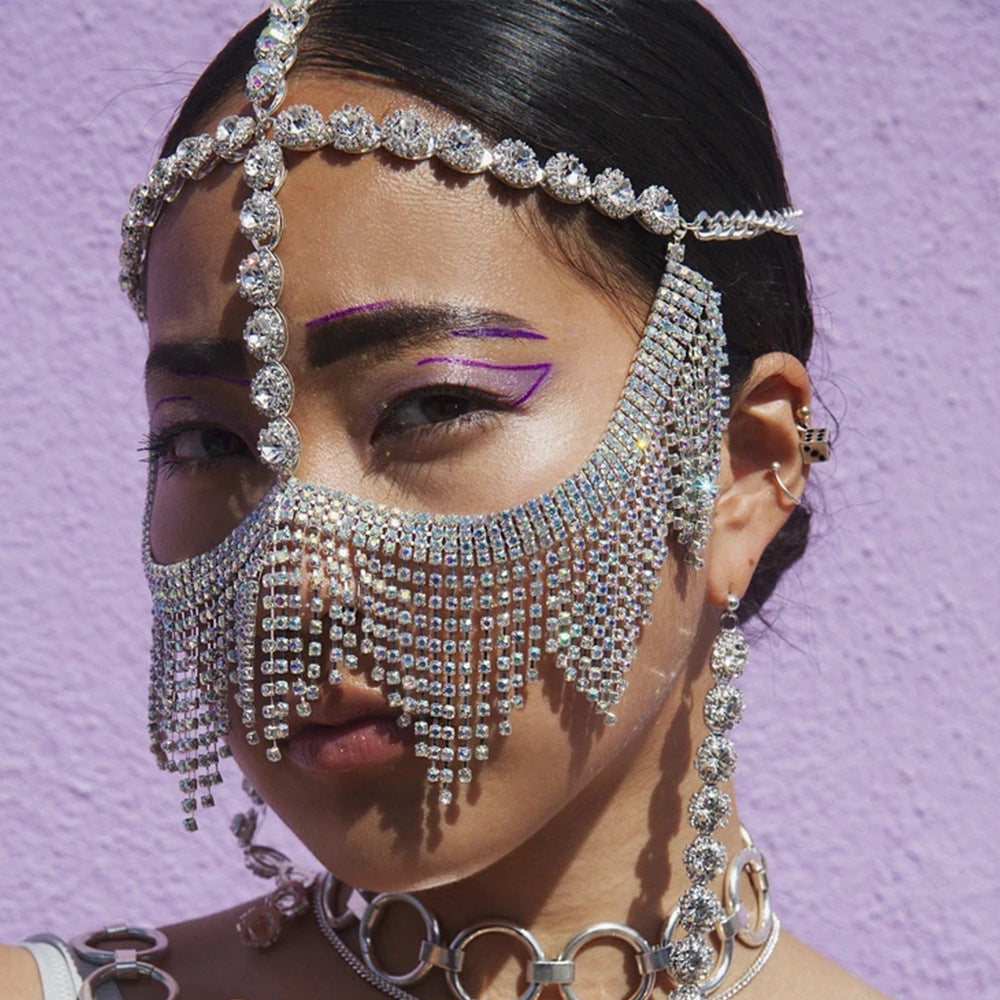 European And American Personality Claw Chain Rhinestone Mask