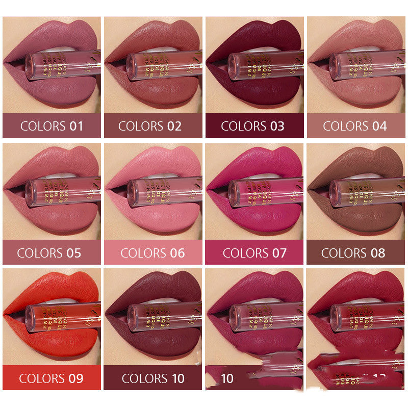 12 Color Matte Lip Gloss Set Matte Long Lasting
