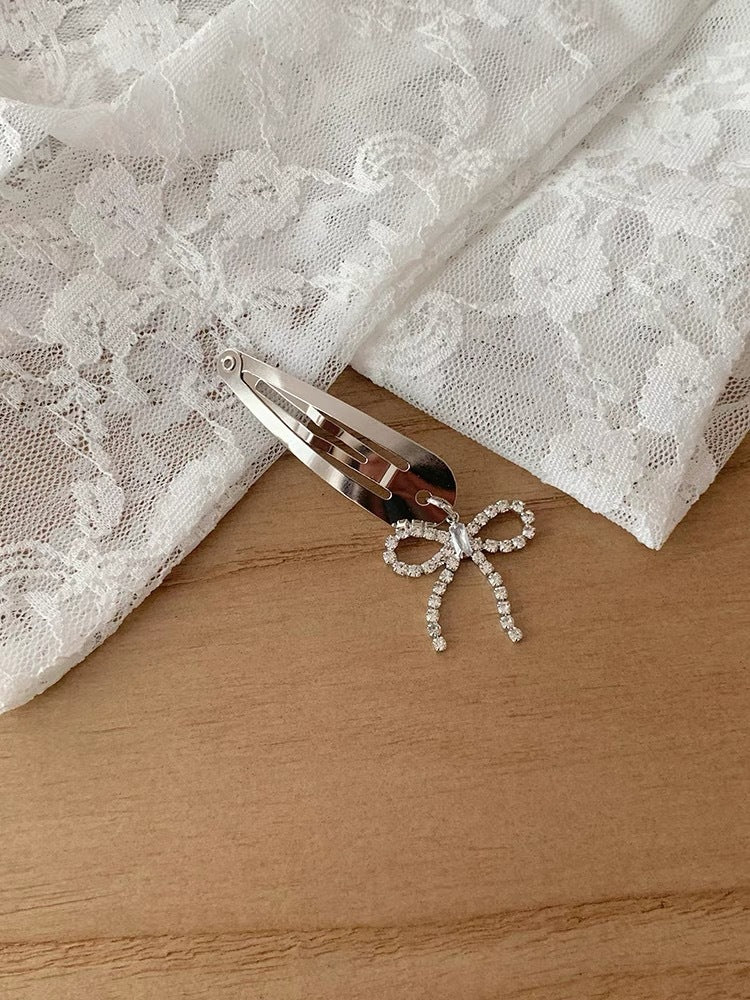 Women's Silver Bow Zircon Hairpin