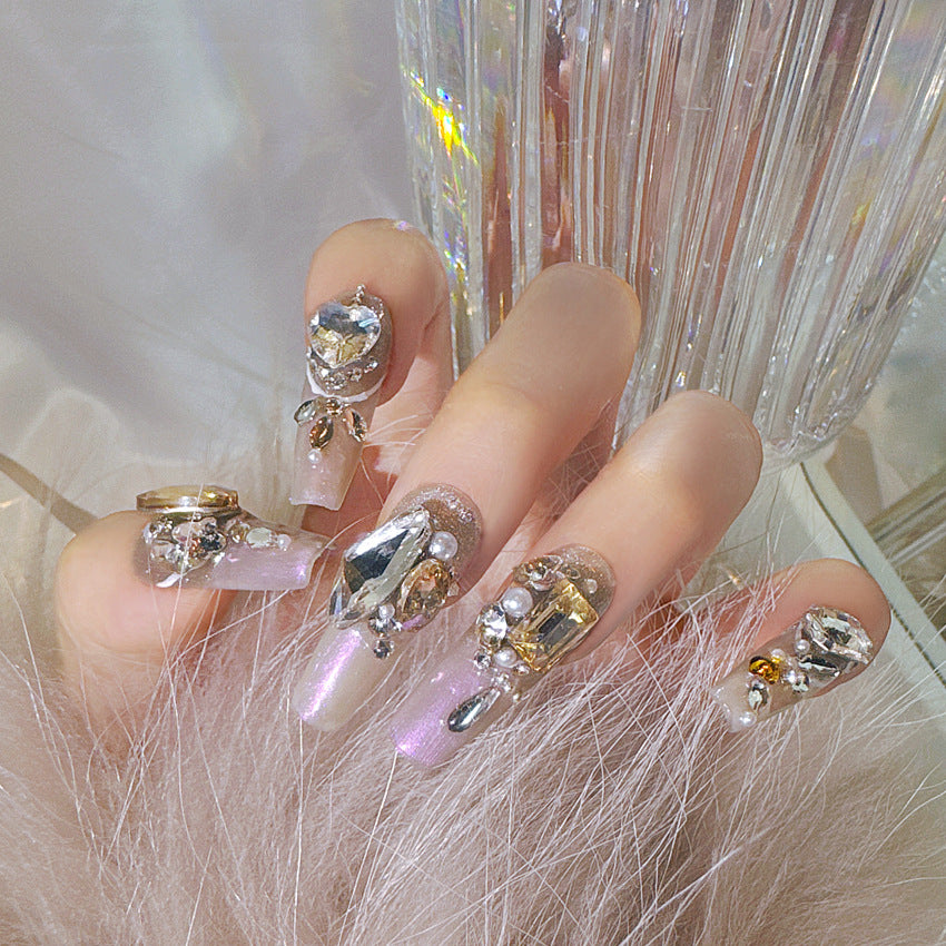 Wear Nail Heavy Industry Luxury Rhinestone Lucky Manicure Handmade Phototherapy Sealing Layer