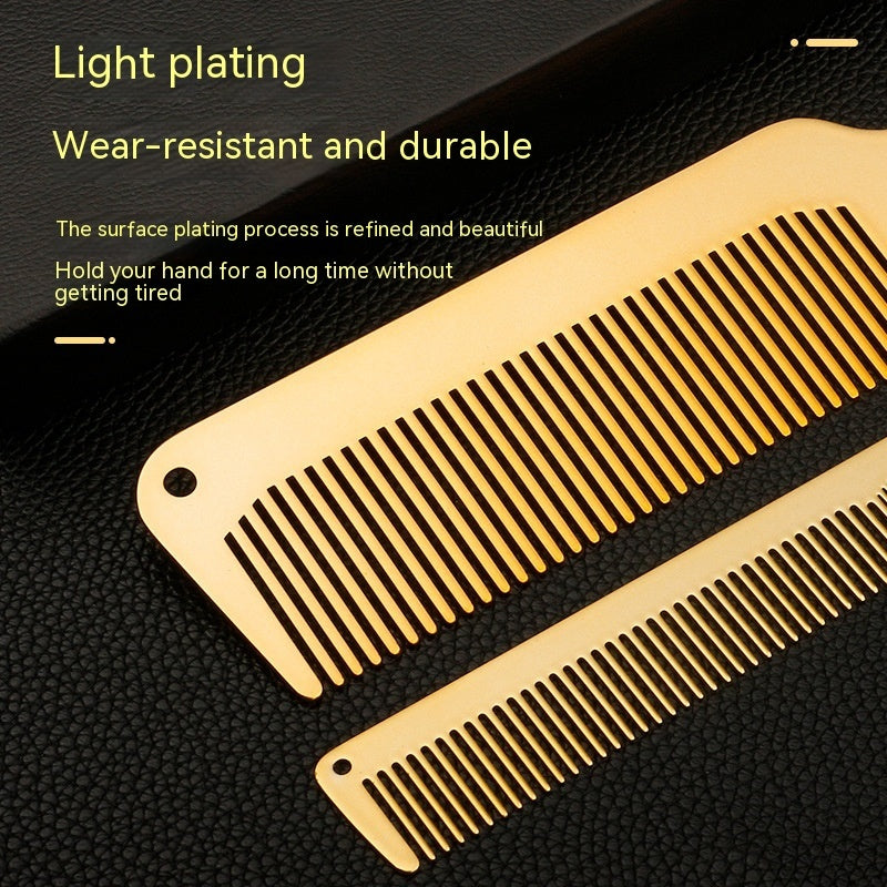 Hair Salon Haircut Flat Head Men's Oil Gold Ultra-thin Hairdressing Double-sided Steel Comb
