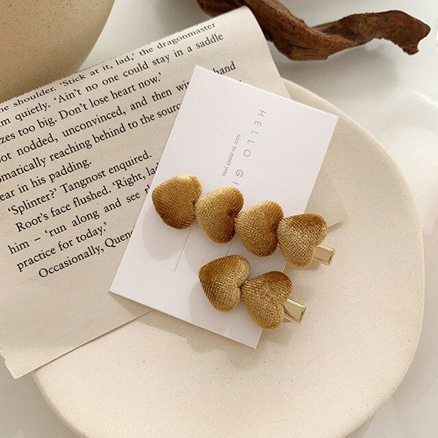Korean Gold Velvet Love Hairpin All-match