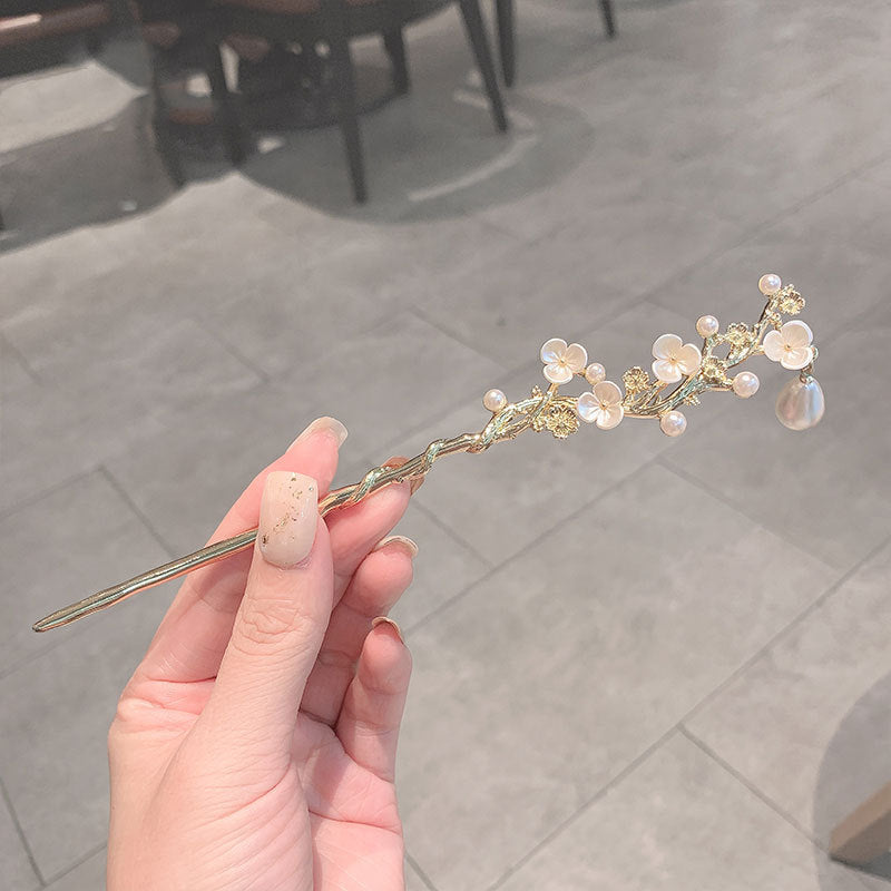 Camellia Hairpin Updo Ancient Style Han Chinese Clothing Elegant Pearl Step Shake Hair Clasp