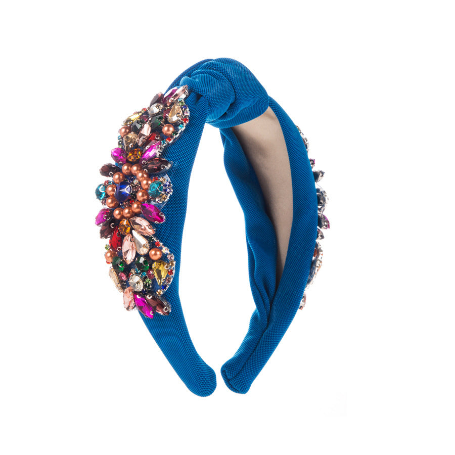 Fashion Baroque Heavy Industry Inlaid Glass Drill Pearl Headband