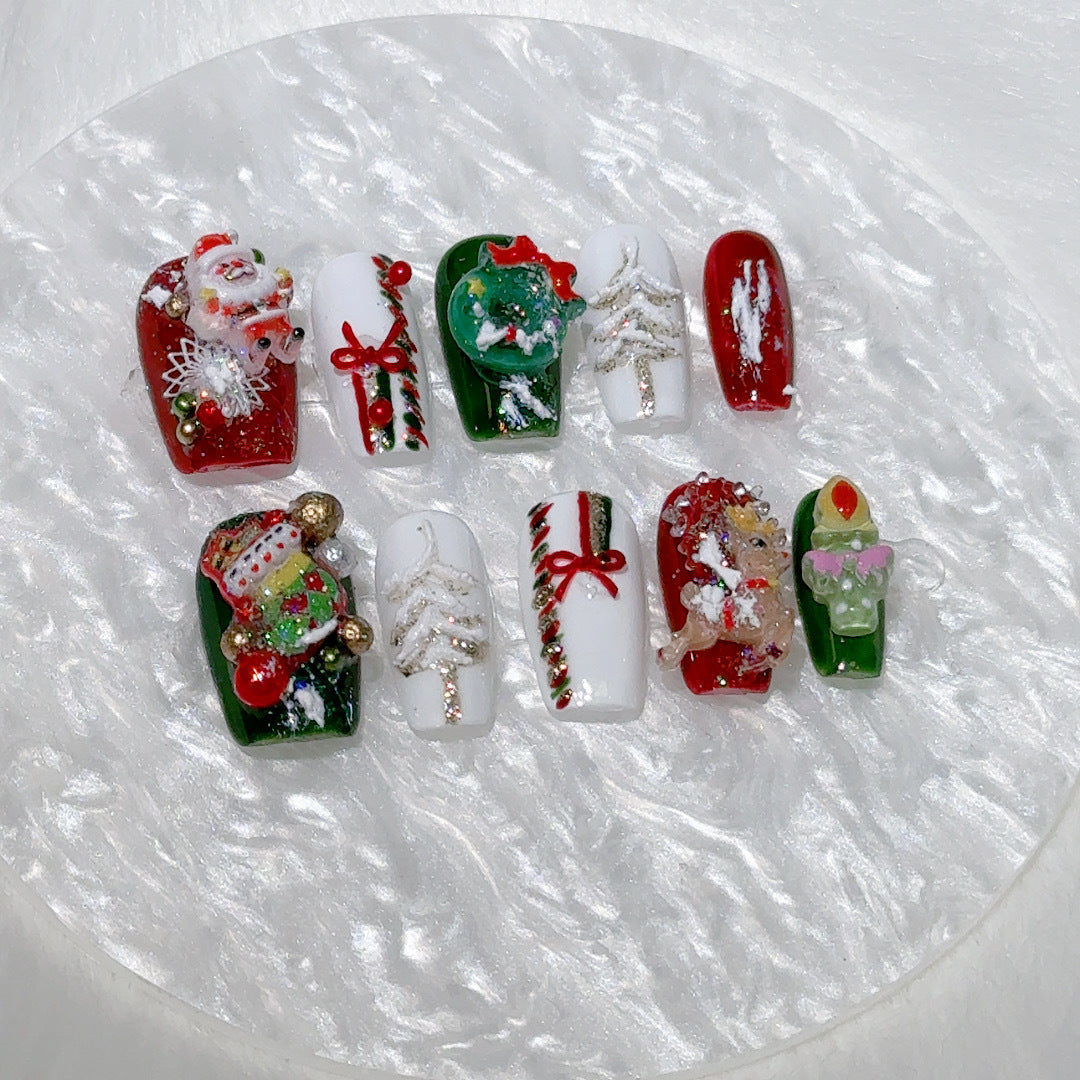 Romantic Surprises Handmade Christmas Series Wear Nail Detachable Nail Beauty