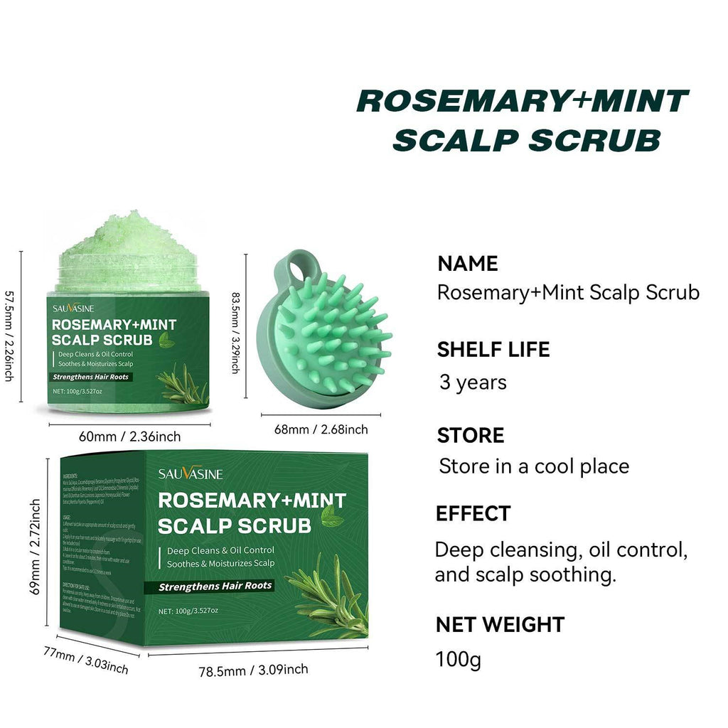 Rosemary Mint Scalp Scrub Shampoo With Massage Comb