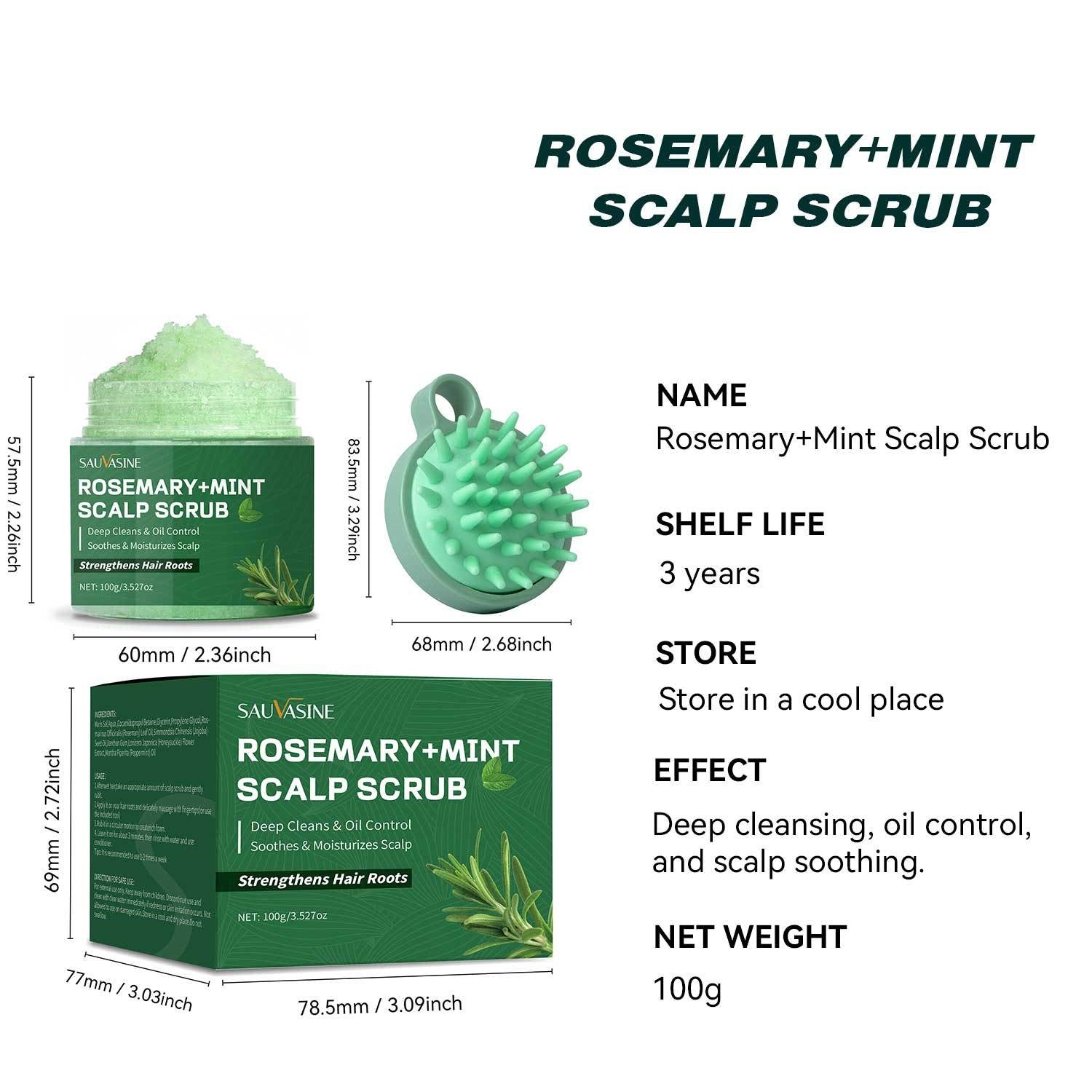 Rosemary Mint Scalp Scrub Shampoo With Massage Comb