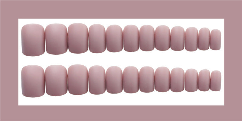 Frosted Grey Short Square False Nail