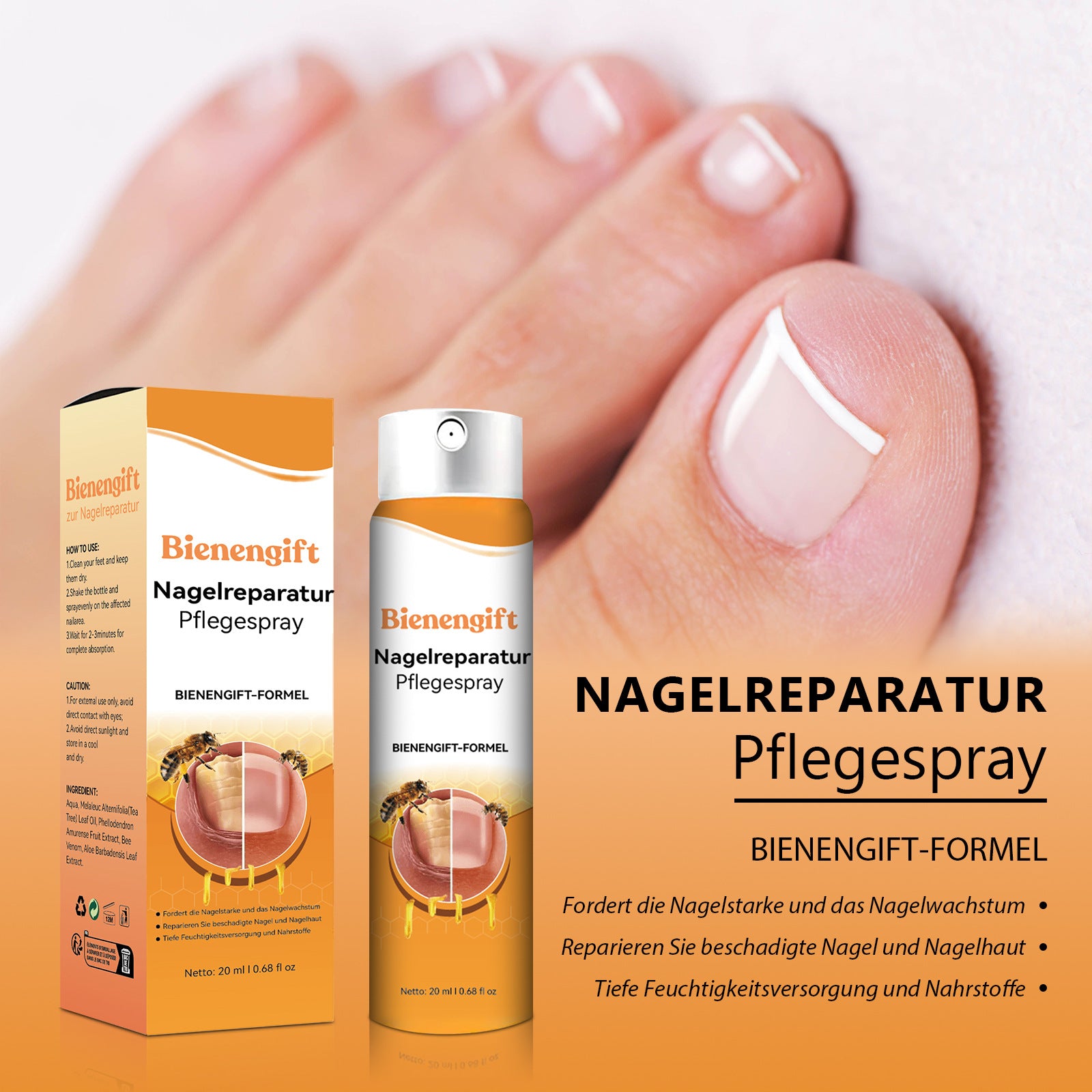 Blenengift Bee Nail Spray Repair Gray Nails