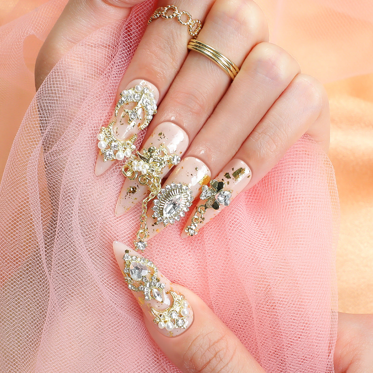 Metal Heavy Industry Golden Pearl Wear Nail Pure Handmade