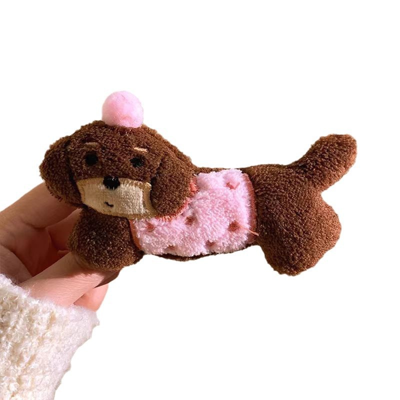 Cute Sausage Puppy Barrettes Female Side Bangs