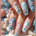 Guofeng Begonia Fake Short T Flower Cold Temperament White 24 Pieces Wear Nail Polish Pieces