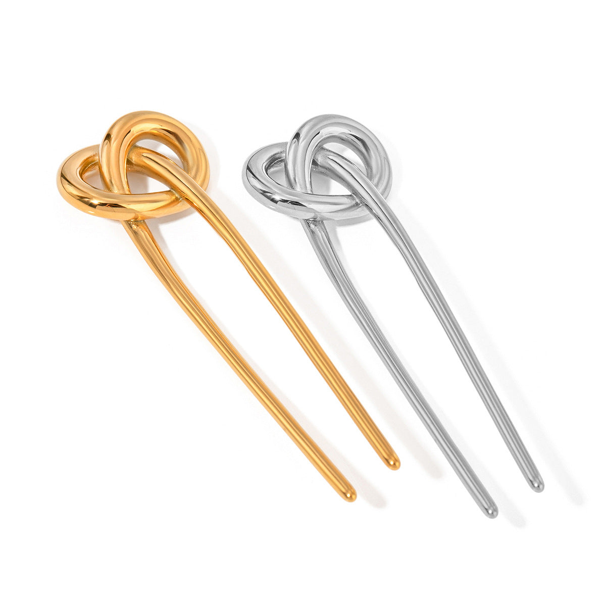 European And American Hair Clasp Simple Tie Up The Hair Elegant 18K Gold Stainless Steel Hairpin