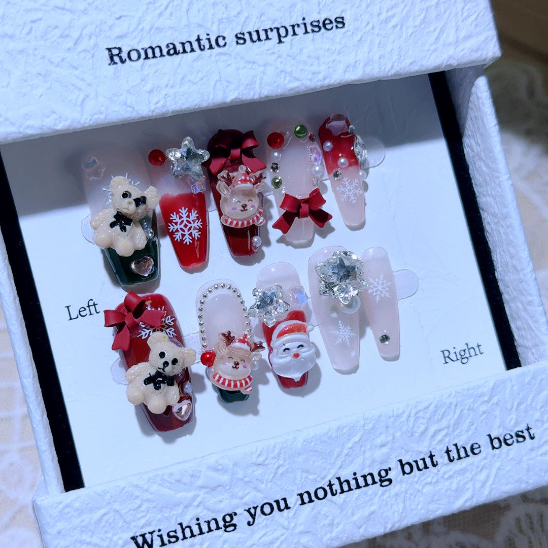 Romantic Surprises Handmade Christmas Series Wear Nail Detachable Nail Beauty
