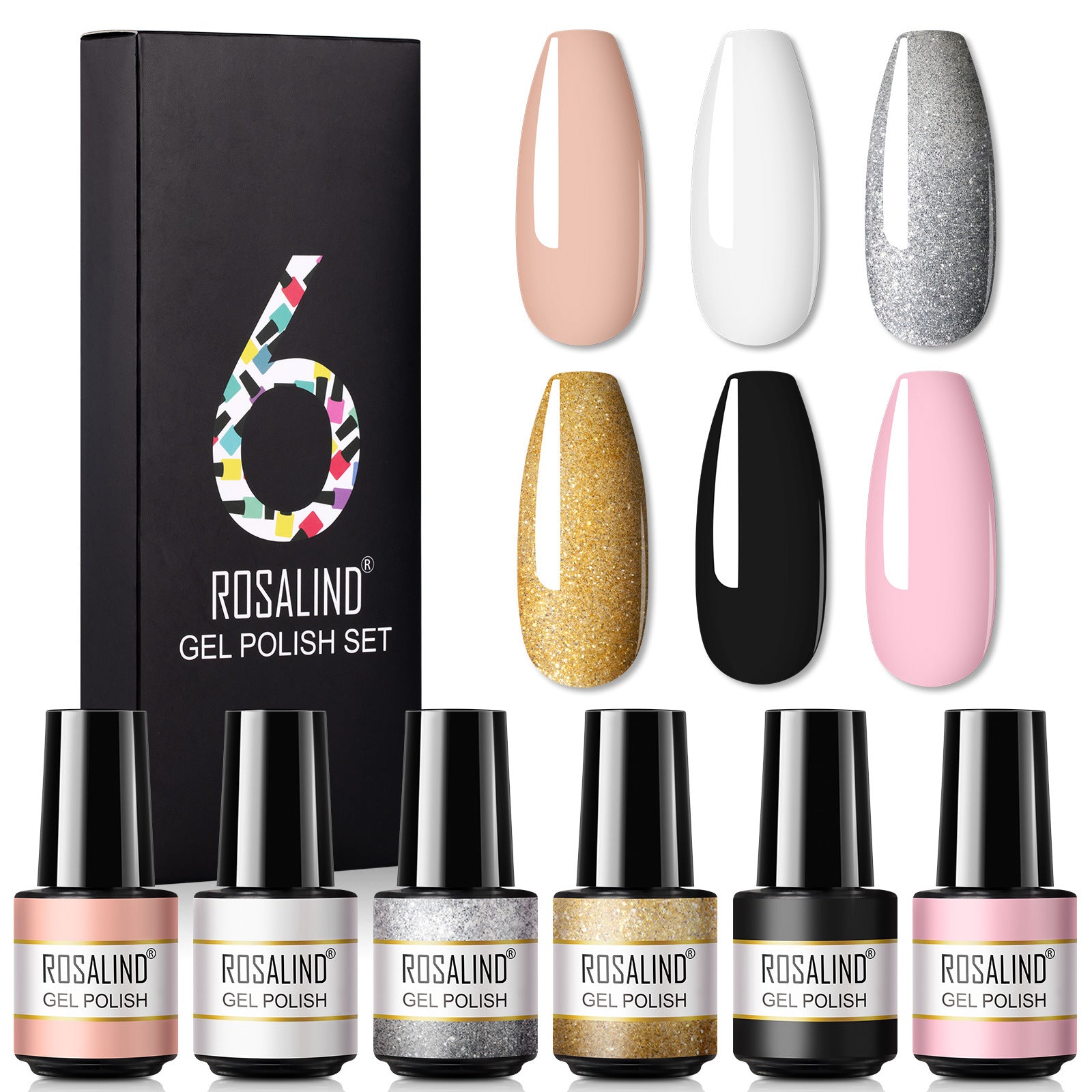 Rosalind A Bottle Of One-color Fine Glitter Nail Polish Set Box Korean Nail Color Glue